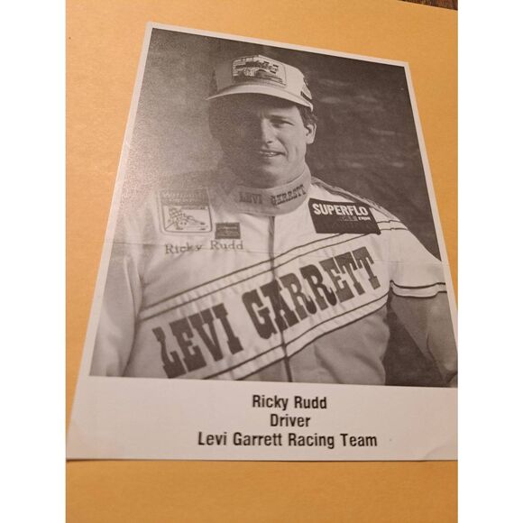 Vintage Ricky Rudd Levi Garrett NASCAR 7x5 Promo Photo B&W Paper Picture - Picture 2 of 4